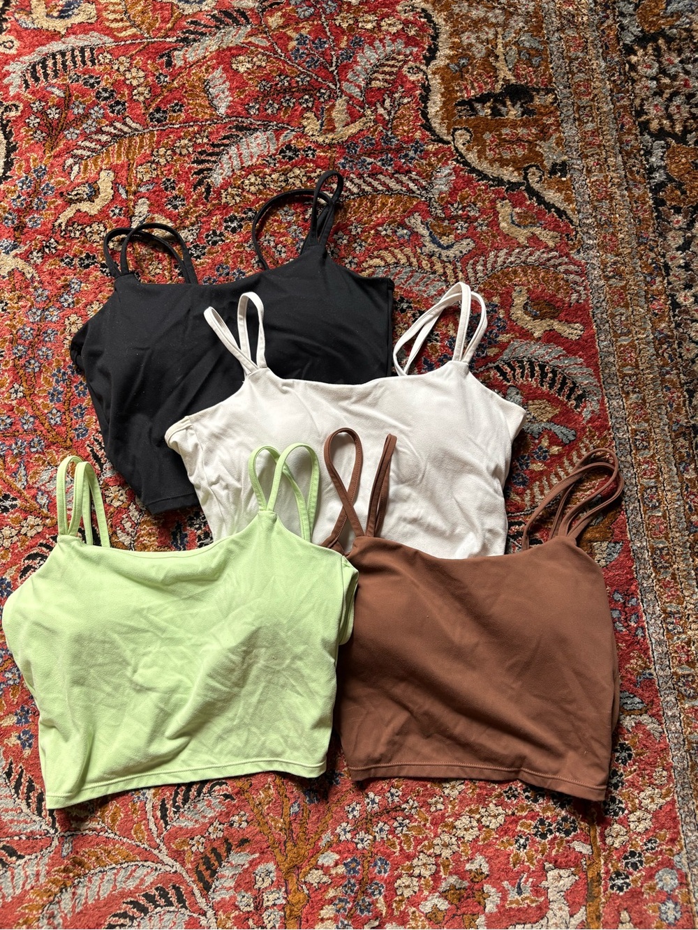 Women’s Double-Strap Cropped Tank Top - Black, White, Green, Brown